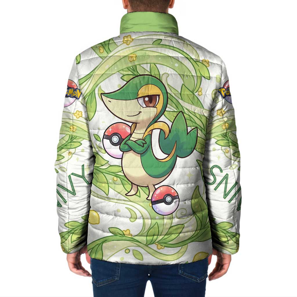 Snivy Padded Jacket Elegant Botanical Art Nouveau Style