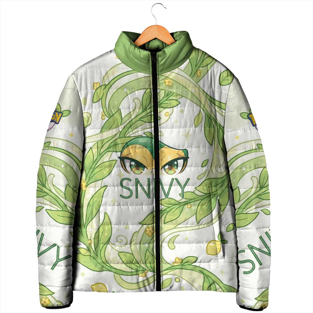 Snivy Padded Jacket Elegant Botanical Art Nouveau Style