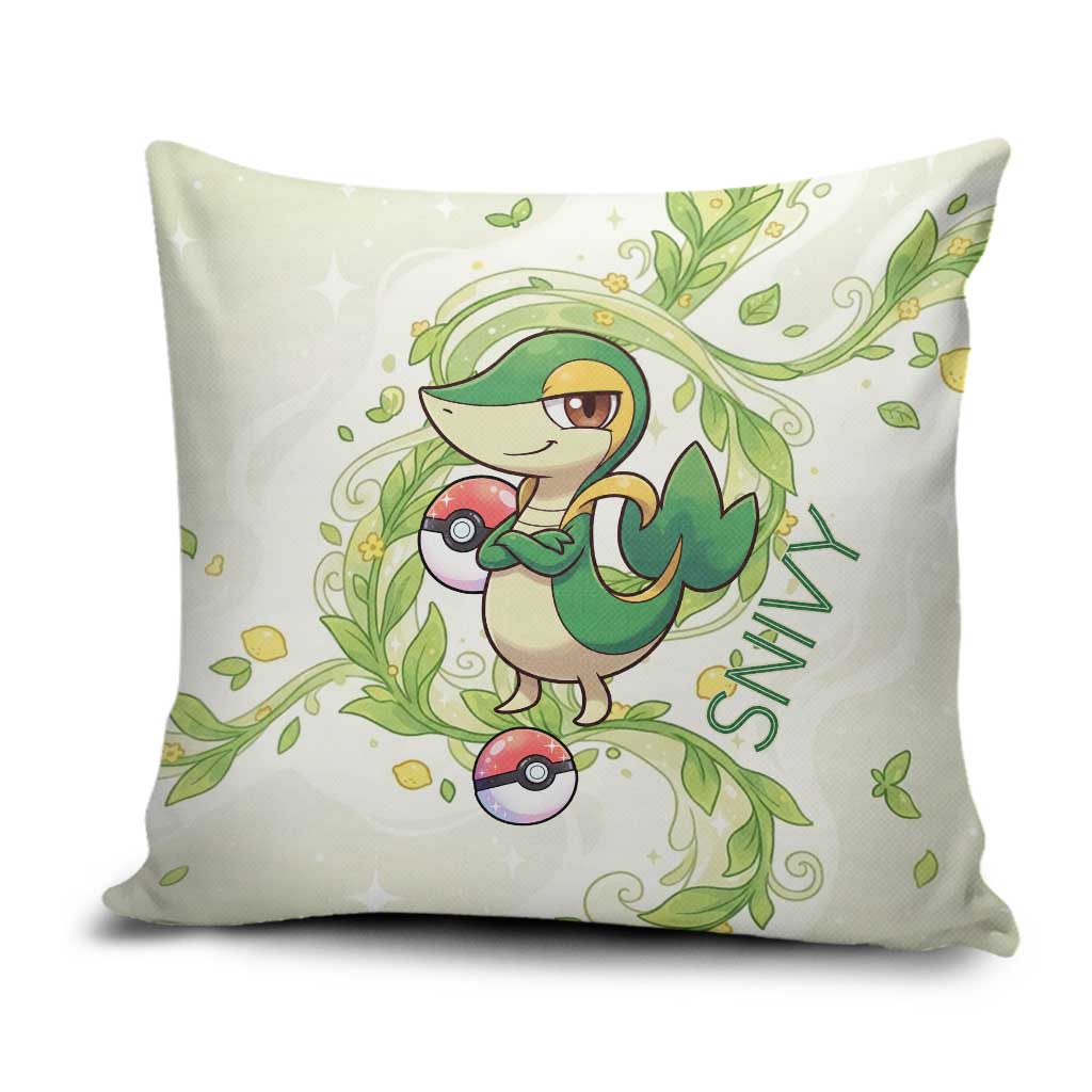 Snivy Pillow Cover Elegant Botanical Art Nouveau Style