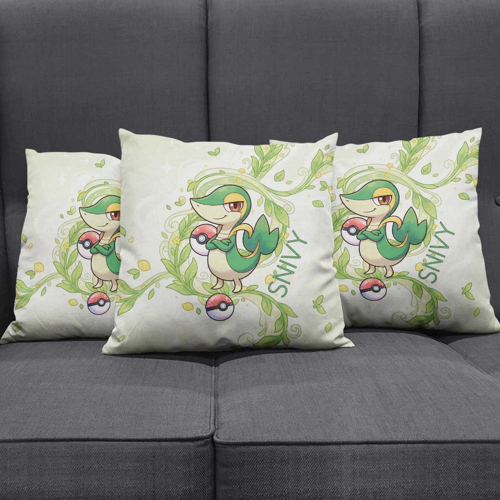 Snivy Pillow Cover Elegant Botanical Art Nouveau Style
