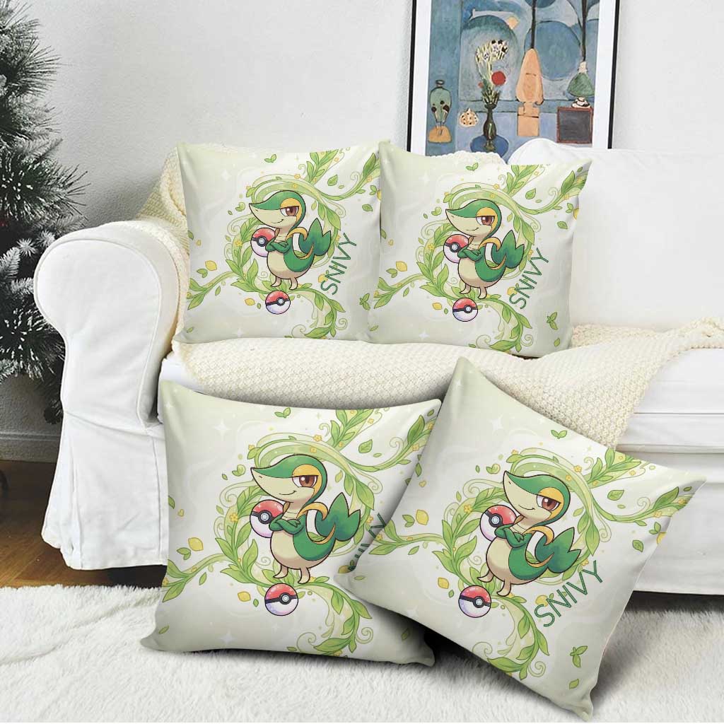 Snivy Pillow Cover Elegant Botanical Art Nouveau Style