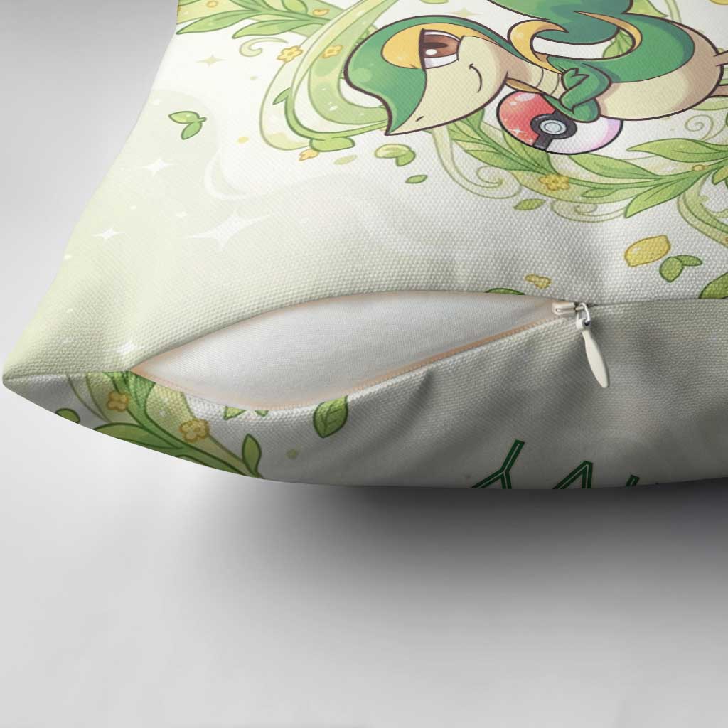 Snivy Pillow Cover Elegant Botanical Art Nouveau Style