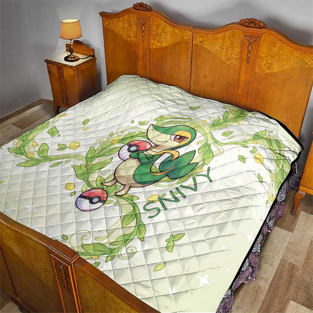 Snivy Quilt Elegant Botanical Art Nouveau Style