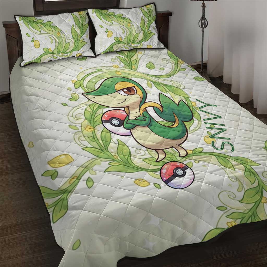 Snivy Quilt Bed Set Elegant Botanical Art Nouveau Style