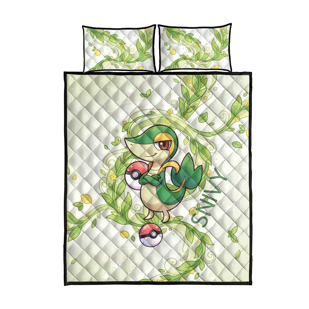 Snivy Quilt Bed Set Elegant Botanical Art Nouveau Style