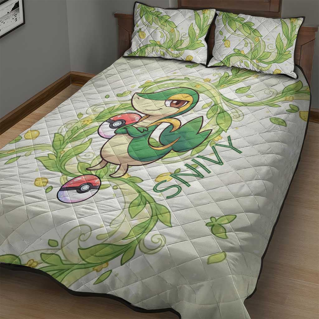 Snivy Quilt Bed Set Elegant Botanical Art Nouveau Style