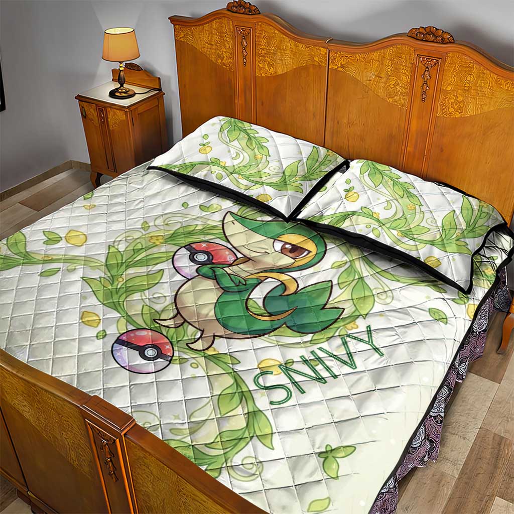 Snivy Quilt Bed Set Elegant Botanical Art Nouveau Style