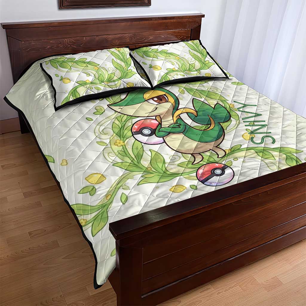 Snivy Quilt Bed Set Elegant Botanical Art Nouveau Style