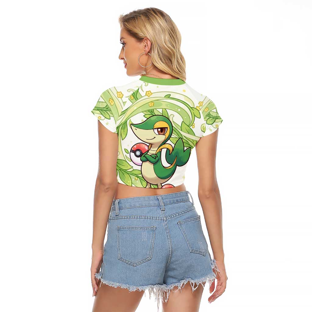 Snivy Raglan Cropped T Shirt Elegant Botanical Art Nouveau Style