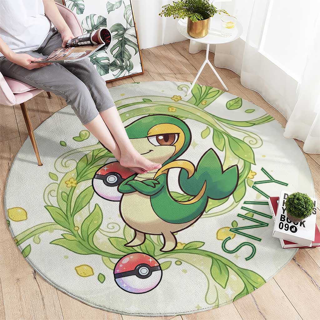 Snivy Round Carpet Elegant Botanical Art Nouveau Style