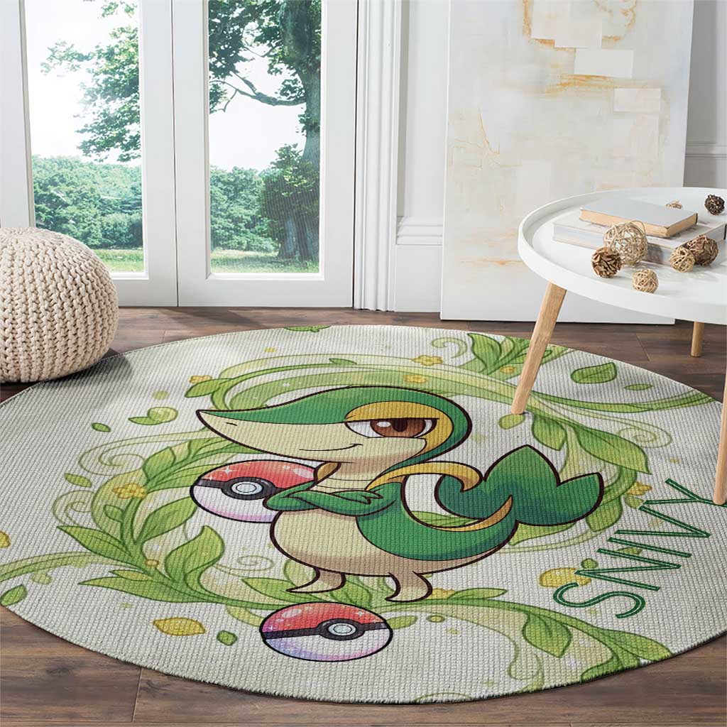 Snivy Round Carpet Elegant Botanical Art Nouveau Style