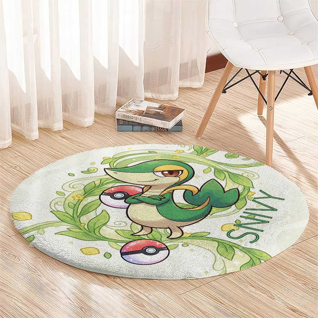 Snivy Round Carpet Elegant Botanical Art Nouveau Style