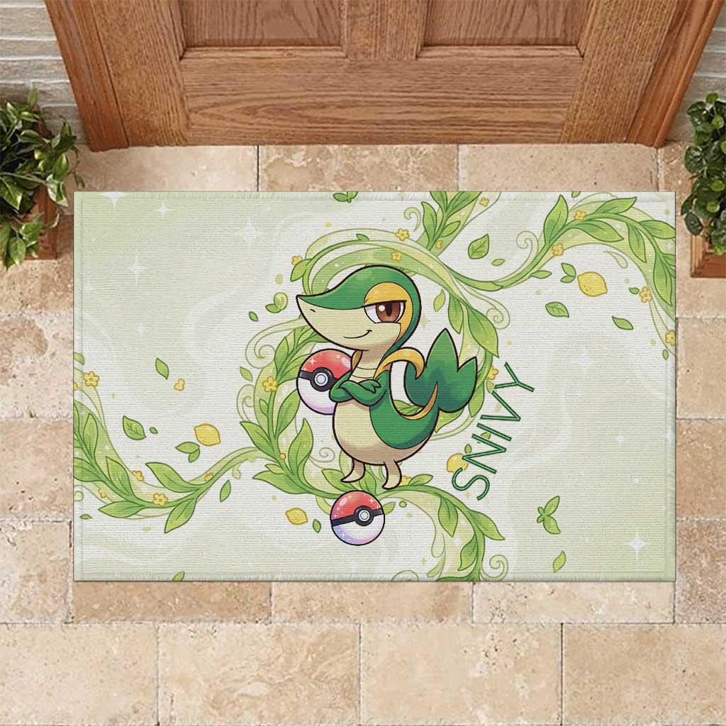 Snivy Rubber Doormat Elegant Botanical Art Nouveau Style