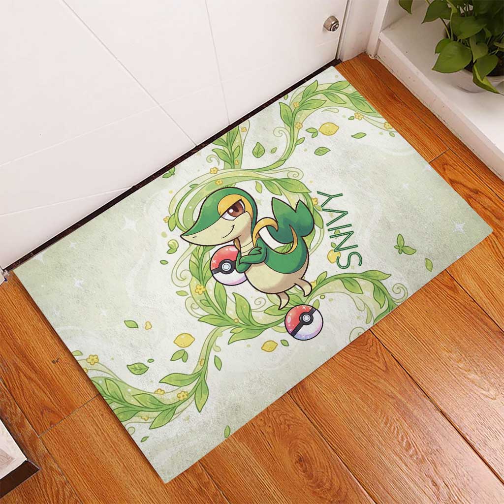 Snivy Rubber Doormat Elegant Botanical Art Nouveau Style
