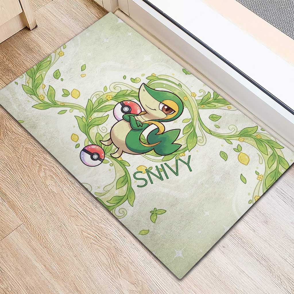 Snivy Rubber Doormat Elegant Botanical Art Nouveau Style
