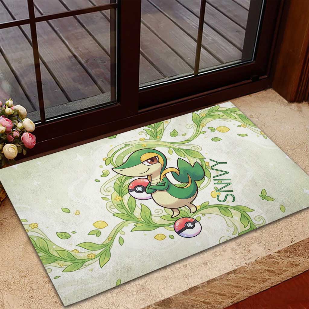 Snivy Rubber Doormat Elegant Botanical Art Nouveau Style