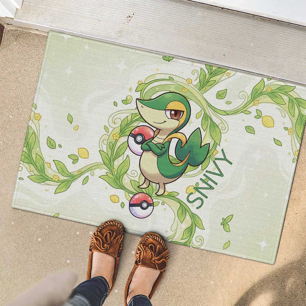 Snivy Rubber Doormat Elegant Botanical Art Nouveau Style