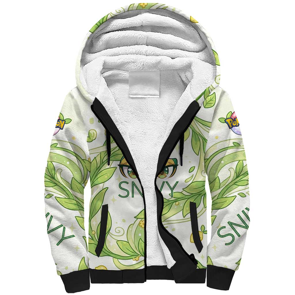 Snivy Sherpa Hoodie Elegant Botanical Art Nouveau Style