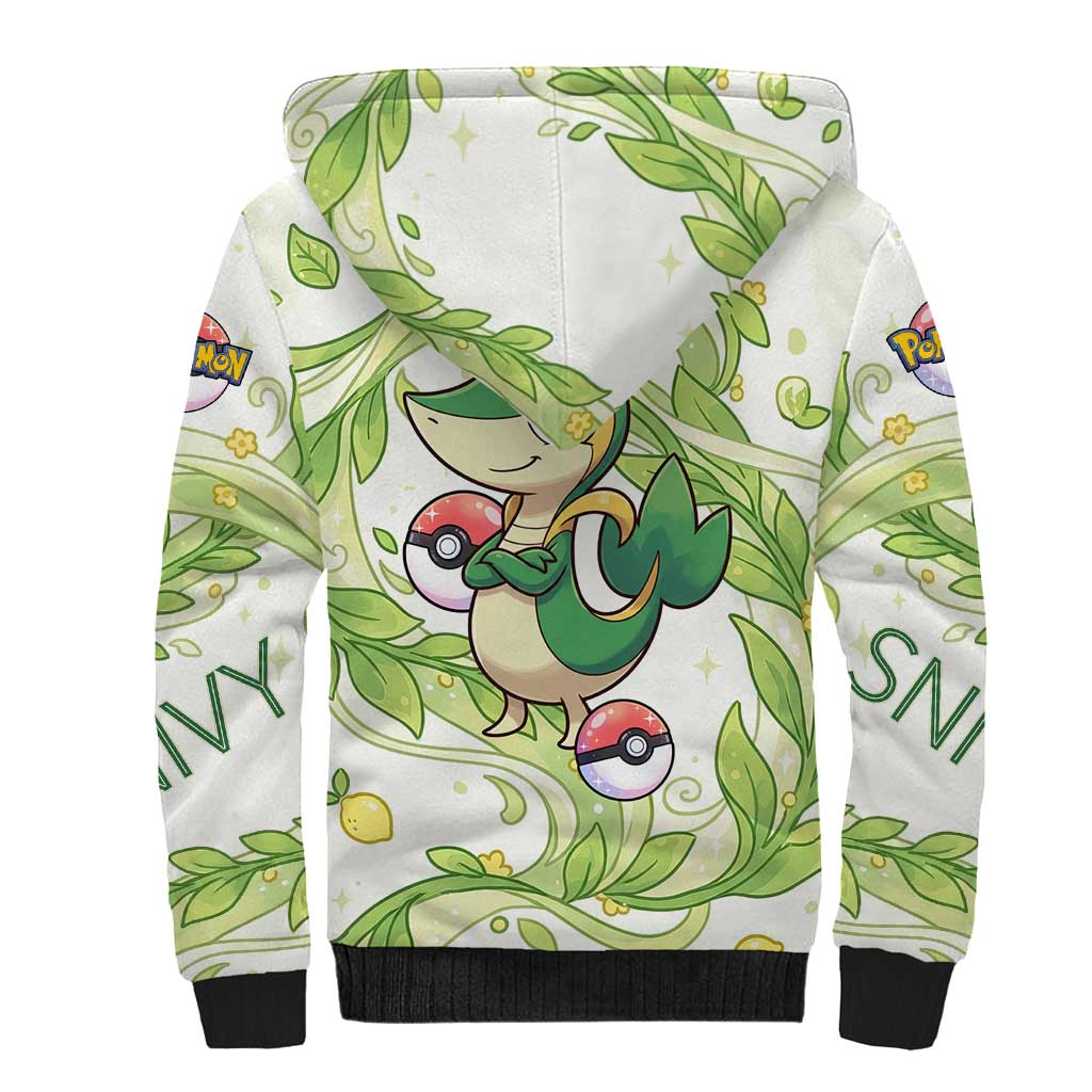 Snivy Sherpa Hoodie Elegant Botanical Art Nouveau Style
