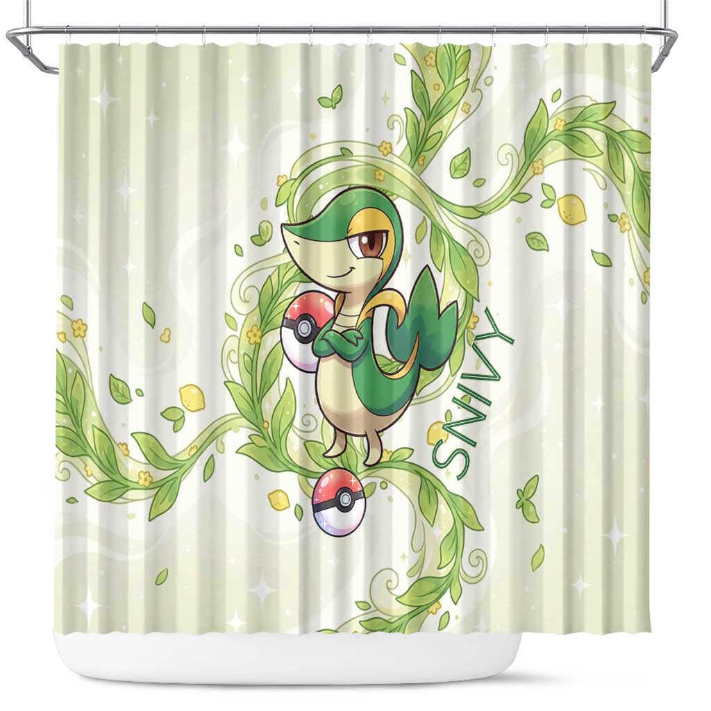 Snivy Shower Curtain Elegant Botanical Art Nouveau Style