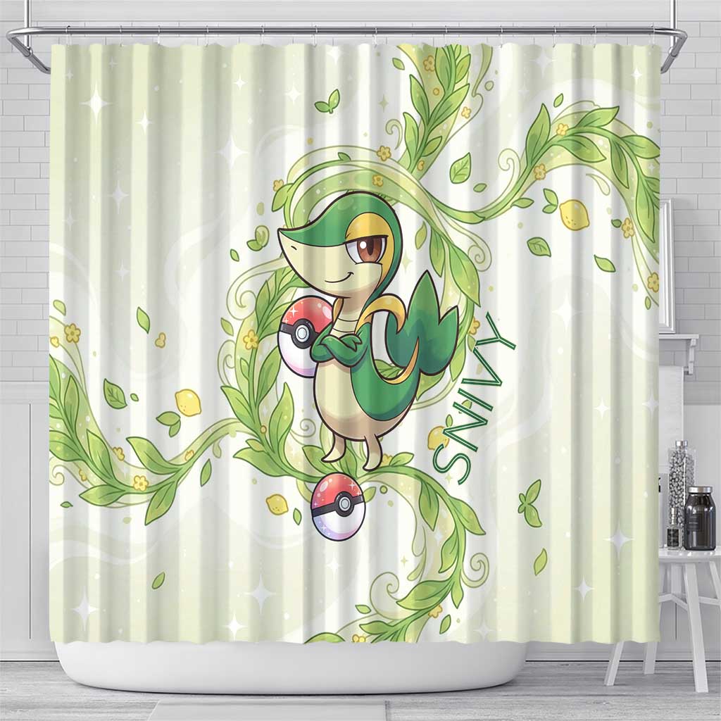 Snivy Shower Curtain Elegant Botanical Art Nouveau Style