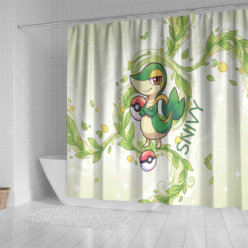 Snivy Shower Curtain Elegant Botanical Art Nouveau Style