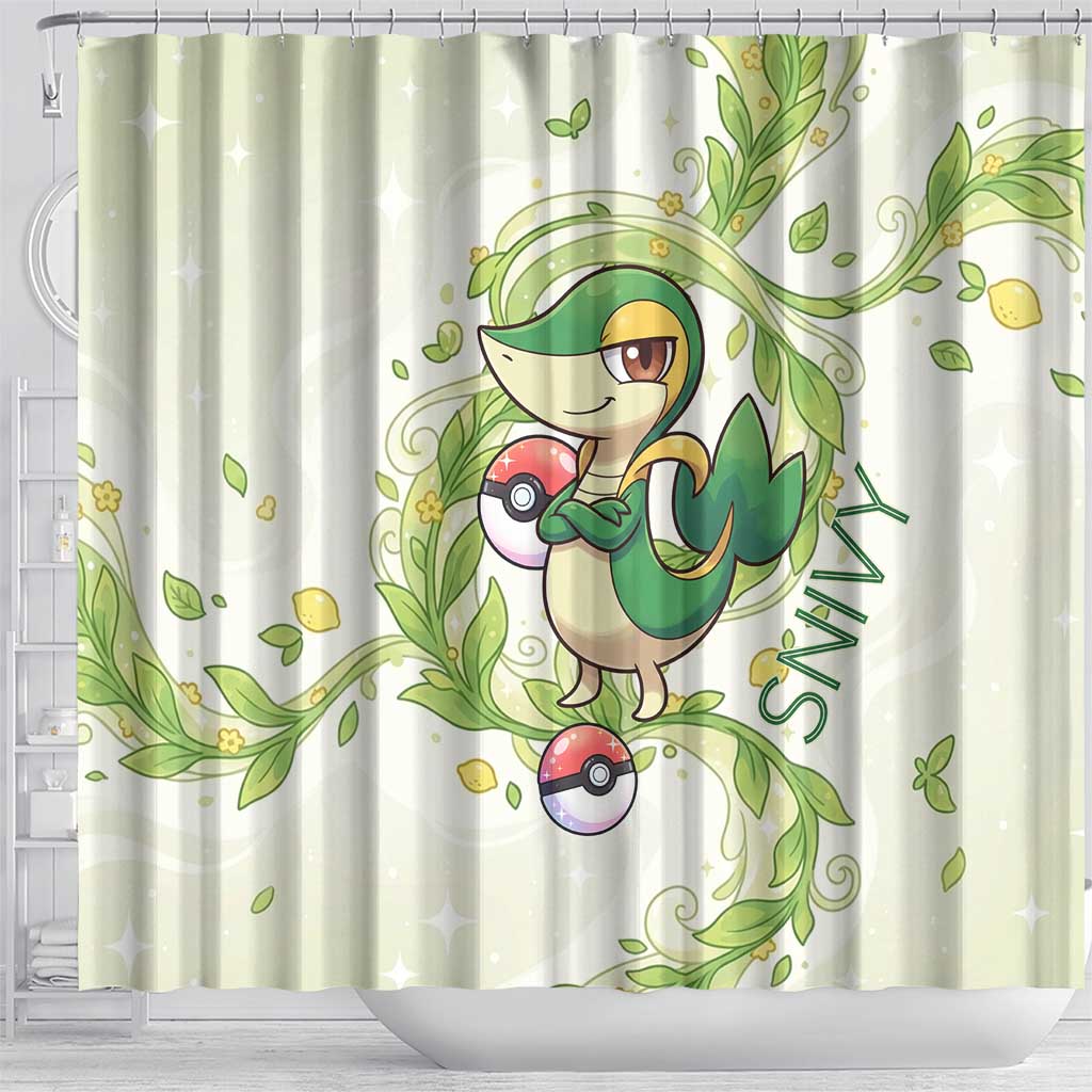 Snivy Shower Curtain Elegant Botanical Art Nouveau Style