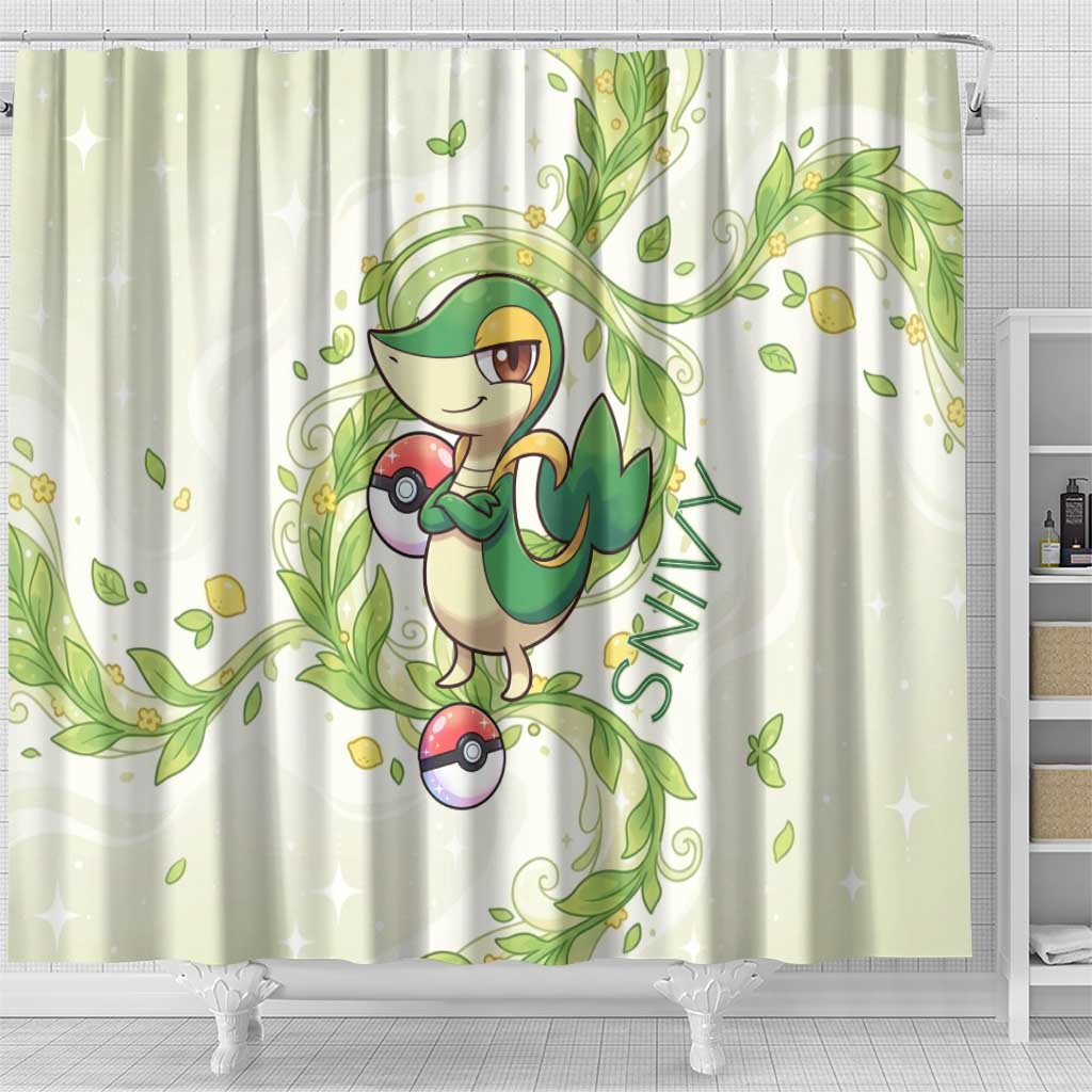 Snivy Shower Curtain Elegant Botanical Art Nouveau Style
