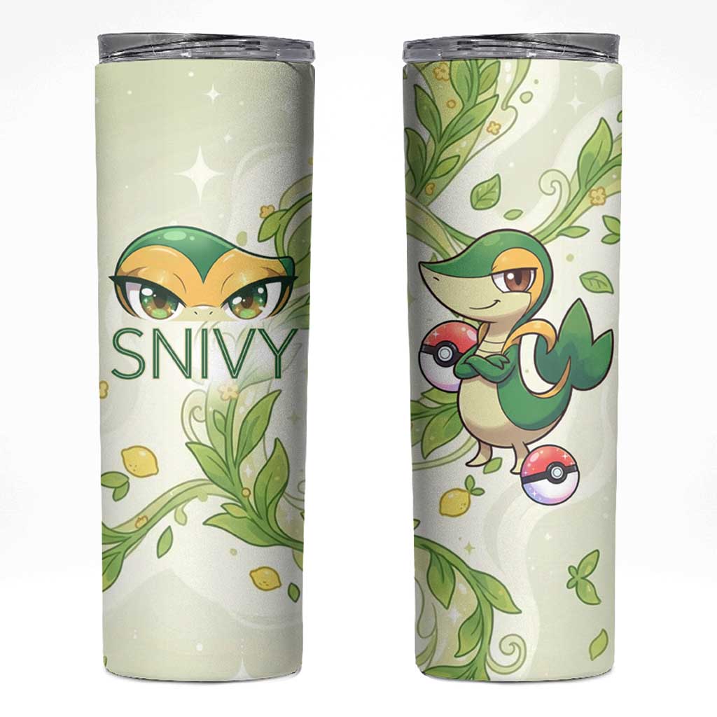 Snivy Skinny Tumbler Elegant Botanical Art Nouveau Style