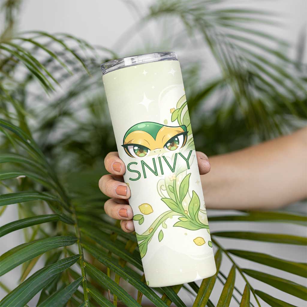 Snivy Skinny Tumbler Elegant Botanical Art Nouveau Style
