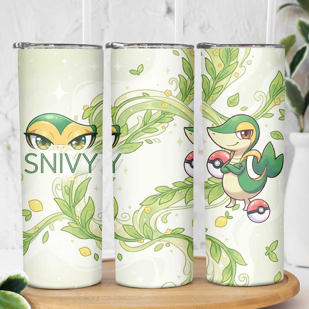 Snivy Skinny Tumbler Elegant Botanical Art Nouveau Style