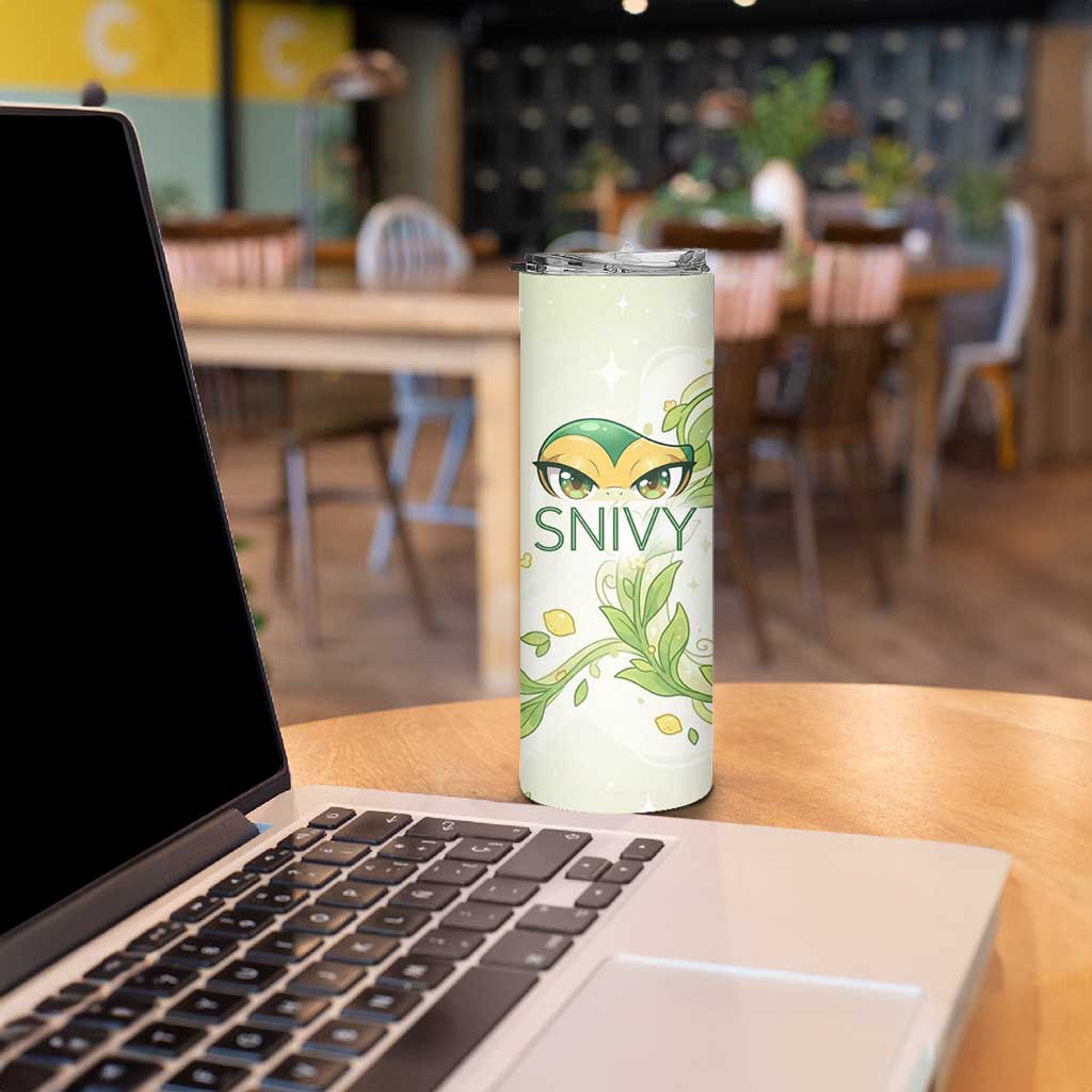 Snivy Skinny Tumbler Elegant Botanical Art Nouveau Style