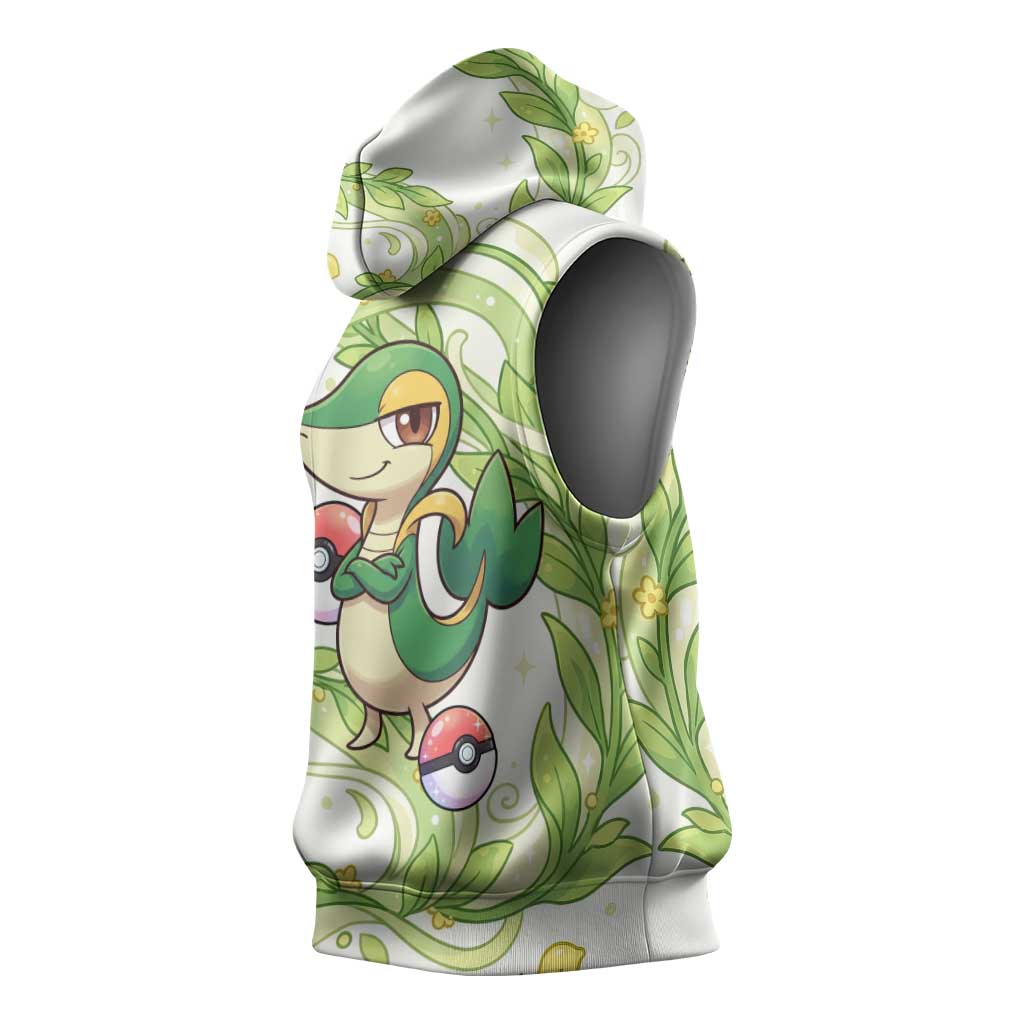 Snivy Sleeveless Hoodie Elegant Botanical Art Nouveau Style