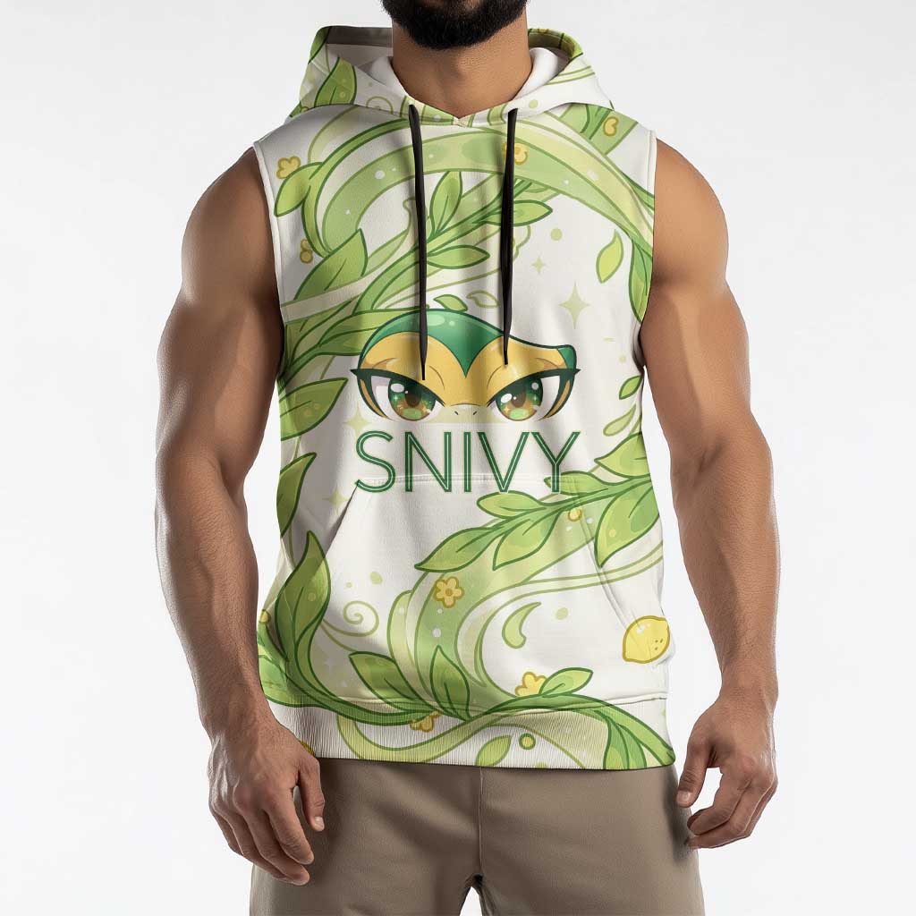 Snivy Sleeveless Hoodie Elegant Botanical Art Nouveau Style