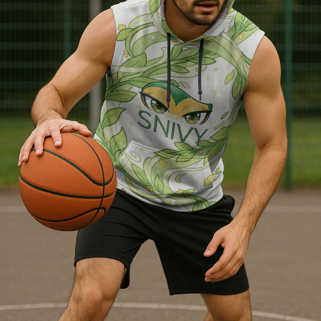 Snivy Sleeveless Hoodie Elegant Botanical Art Nouveau Style