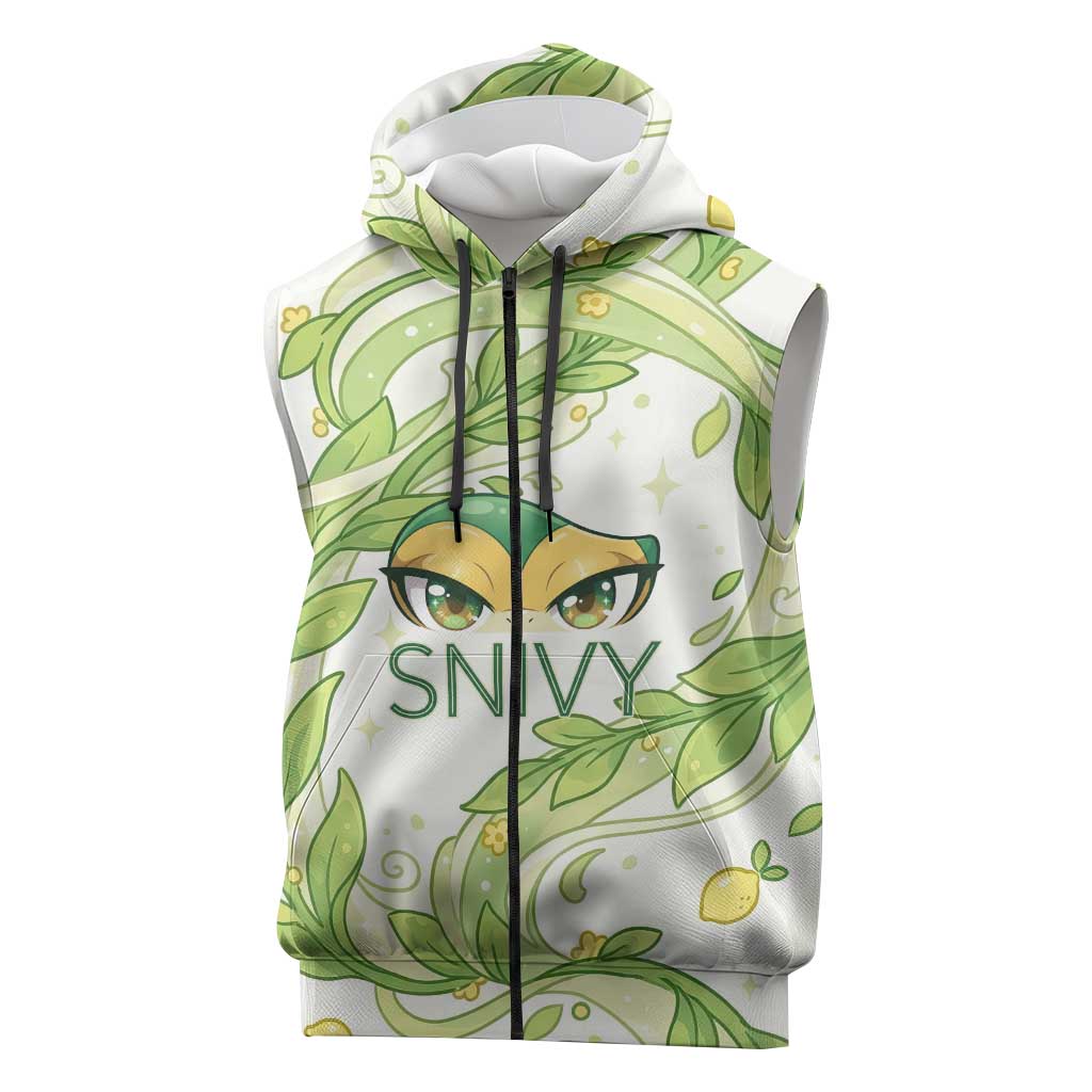 Snivy Sleeveless Zip Hoodie Elegant Botanical Art Nouveau Style