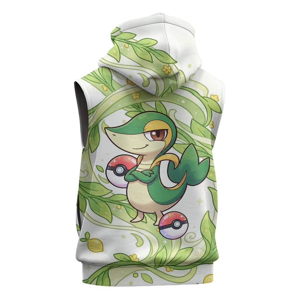 Snivy Sleeveless Zip Hoodie Elegant Botanical Art Nouveau Style