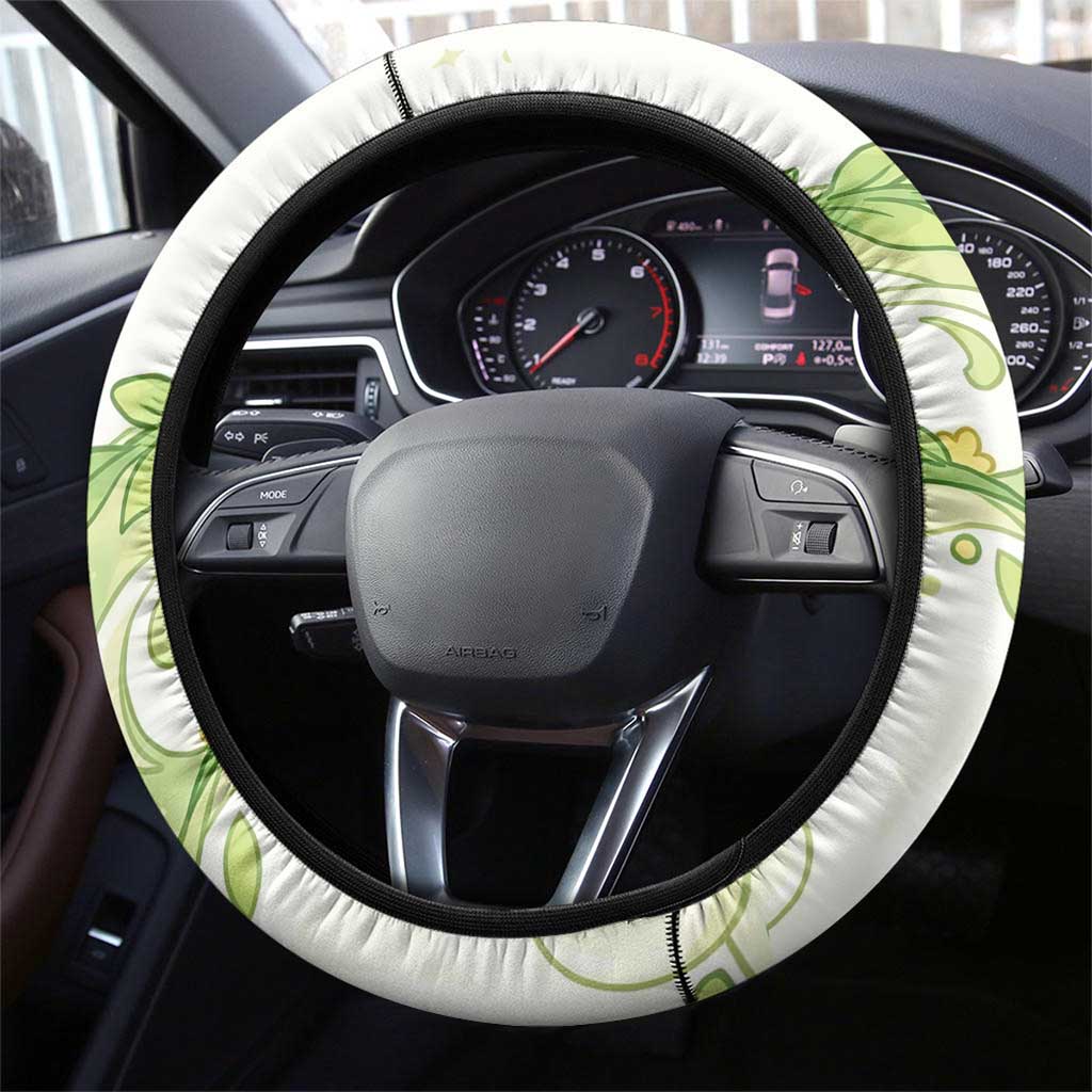 Snivy Steering Wheel Cover Elegant Botanical Art Nouveau Style