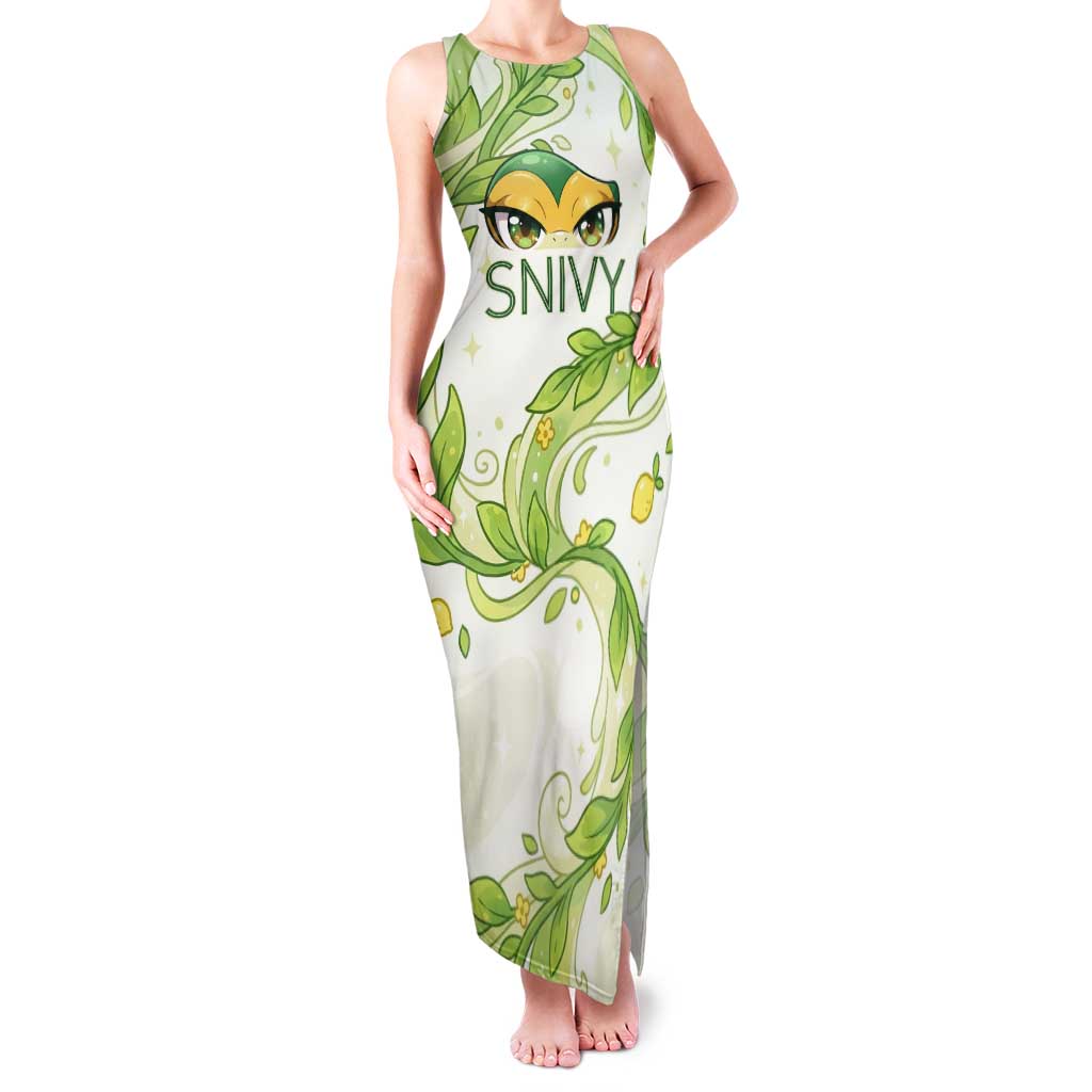 Snivy Tank Maxi Dress Elegant Botanical Art Nouveau Style