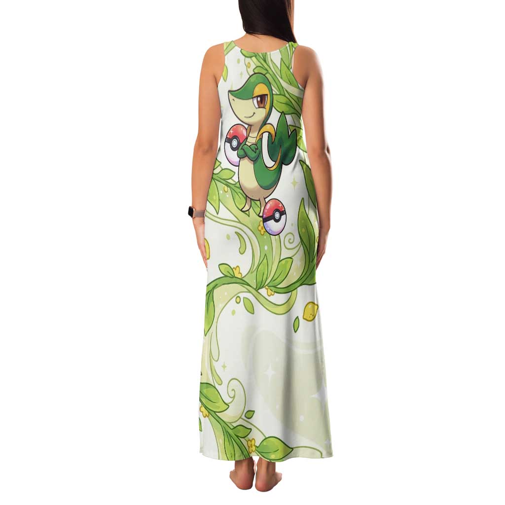 Snivy Tank Maxi Dress Elegant Botanical Art Nouveau Style