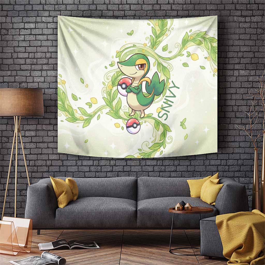 Snivy Tapestry Elegant Botanical Art Nouveau Style