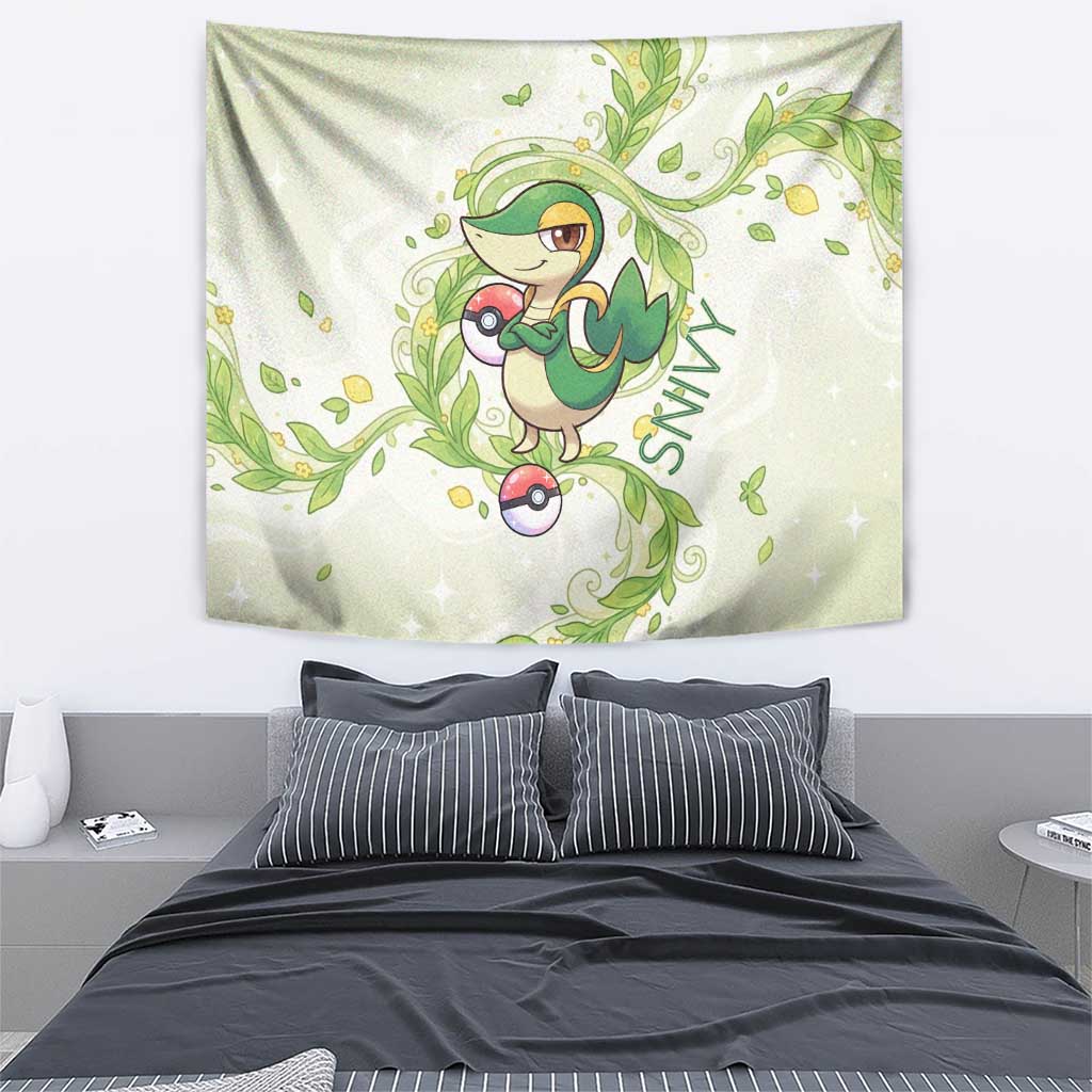 Snivy Tapestry Elegant Botanical Art Nouveau Style