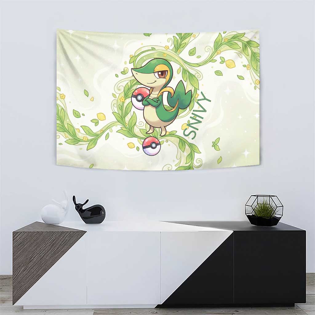 Snivy Tapestry Elegant Botanical Art Nouveau Style