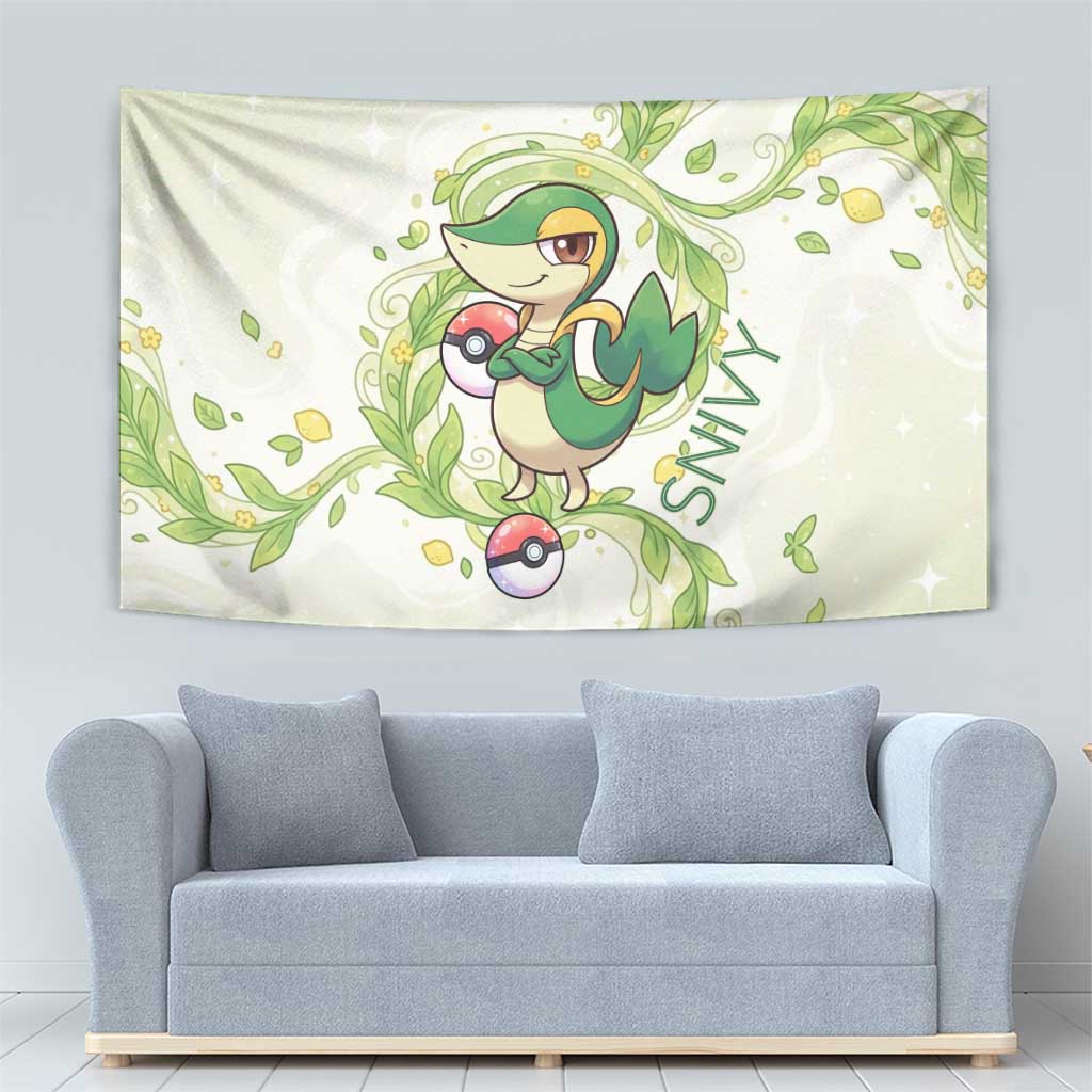 Snivy Tapestry Elegant Botanical Art Nouveau Style
