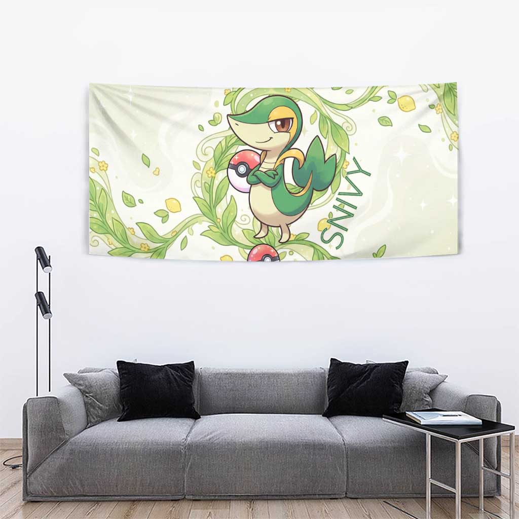 Snivy Tapestry Elegant Botanical Art Nouveau Style