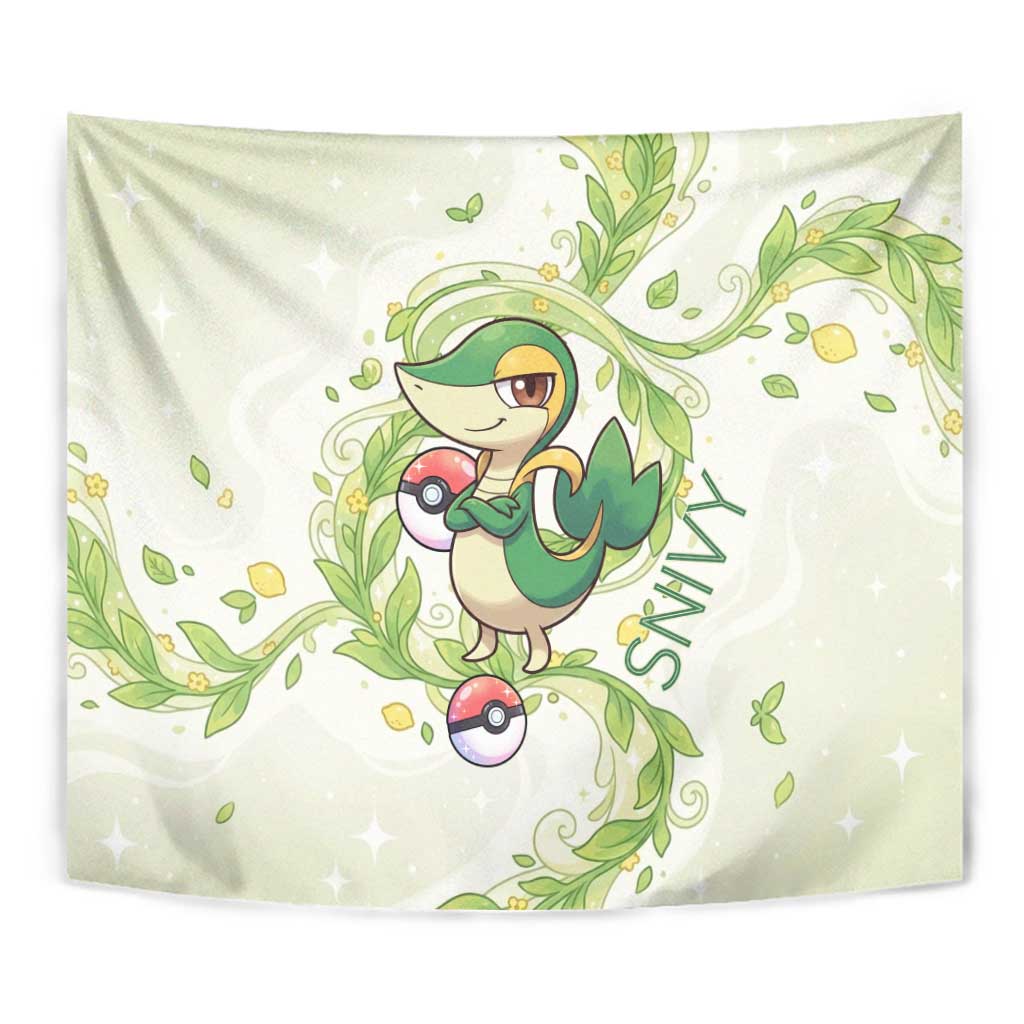 Snivy Tapestry Elegant Botanical Art Nouveau Style