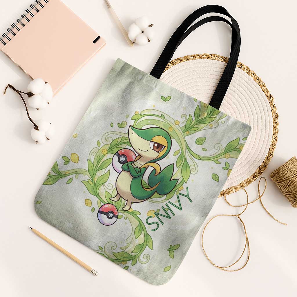 Snivy Tote Bag Elegant Botanical Art Nouveau Style