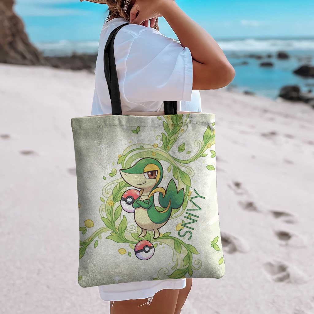 Snivy Tote Bag Elegant Botanical Art Nouveau Style