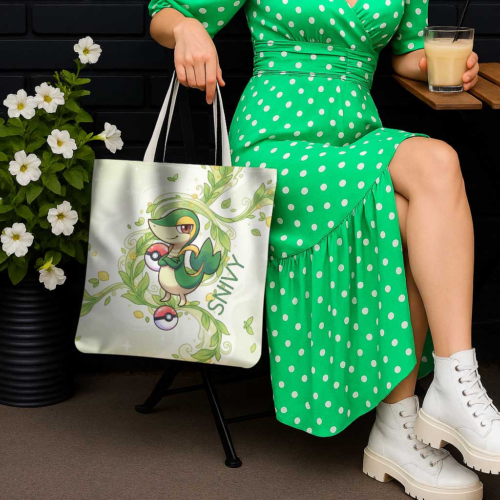 Snivy Tote Bag Elegant Botanical Art Nouveau Style