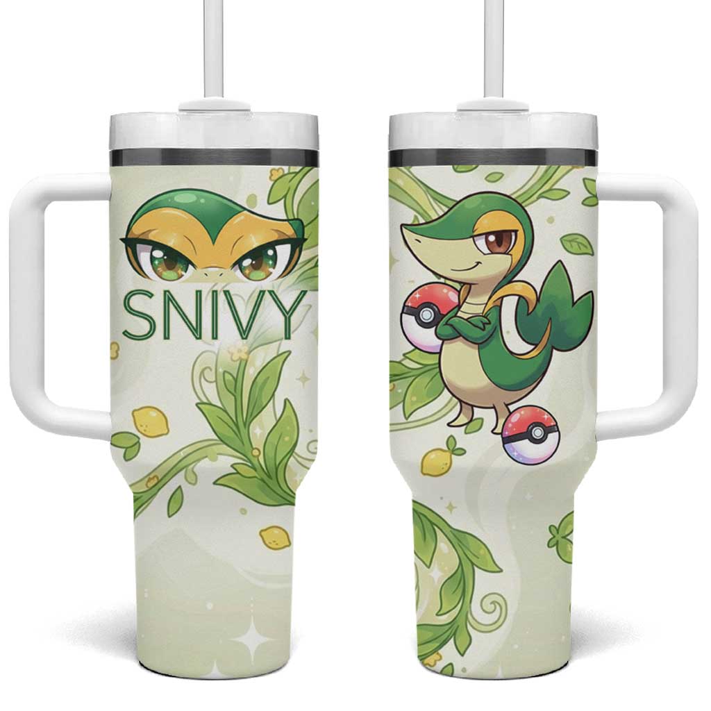 Snivy Tumbler With Handle Elegant Botanical Art Nouveau Style